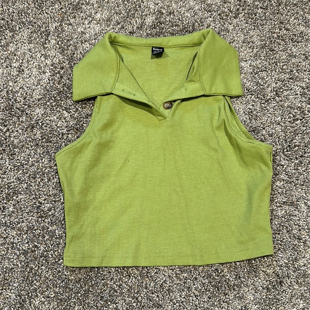 collared green tank top